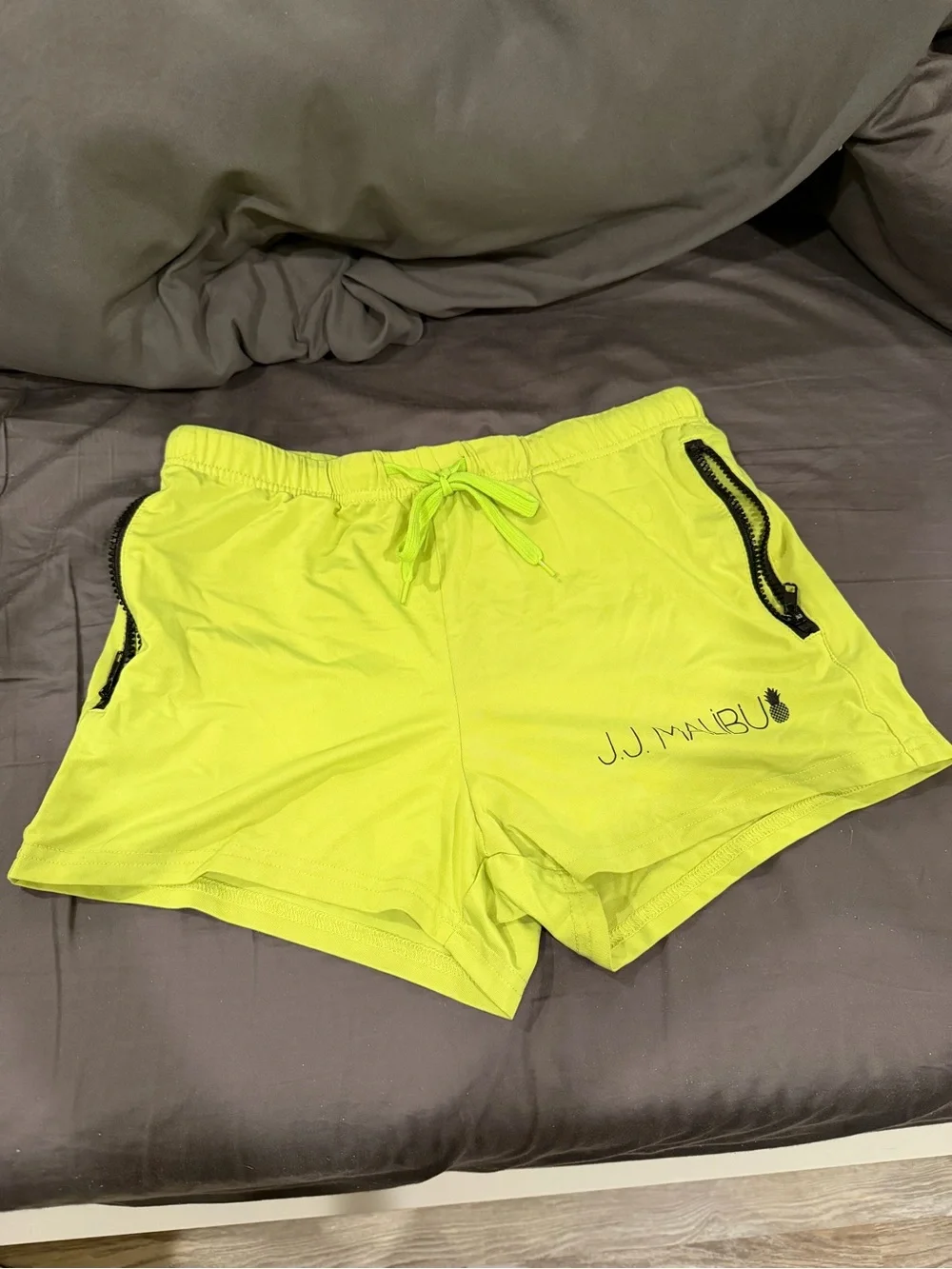 Malibu Neon Yellow Athletic Women's Shorts with Black Trim